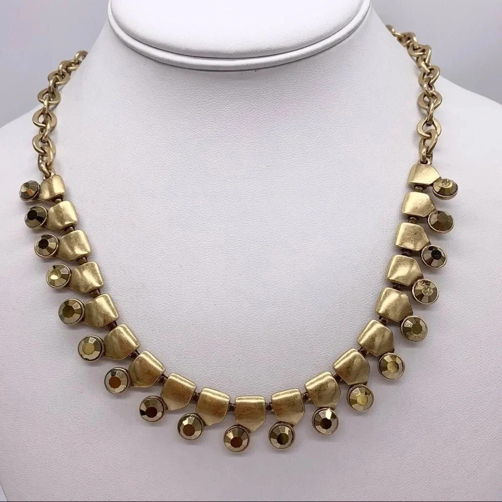 J. Crew Gold Crystal Collar Necklace